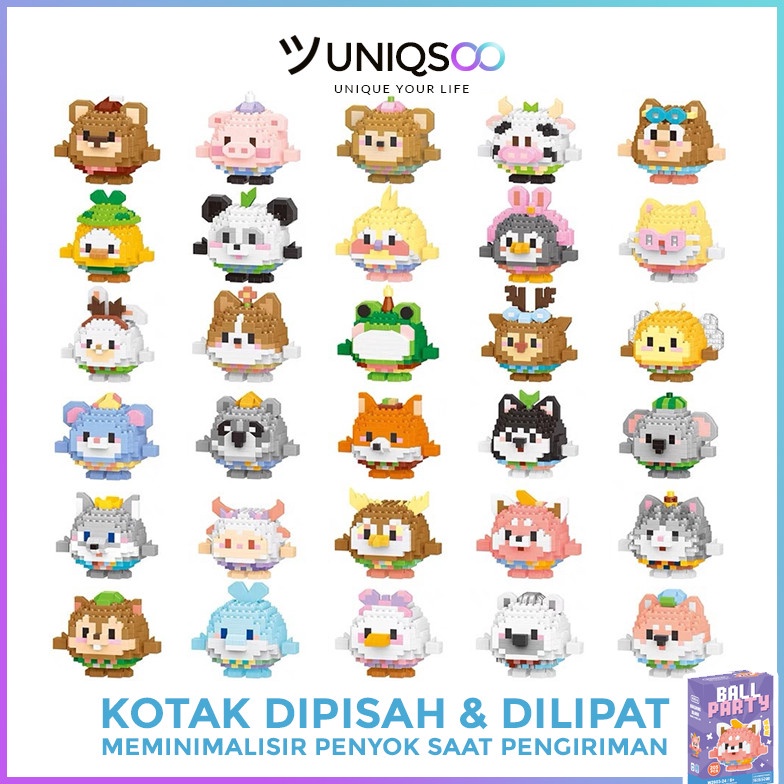 Untung maksimal UNIQSOO NEW MODEL BALL PARTY Mainan Balok Susun Kartun  Mini Bricks Mainan Anak  Mai