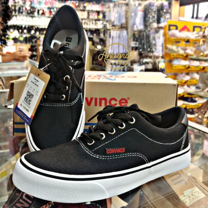 SEPATU PRIA WANITA CONVINCE - C 9 BLACK/WHITE || CONVINCE BNIB