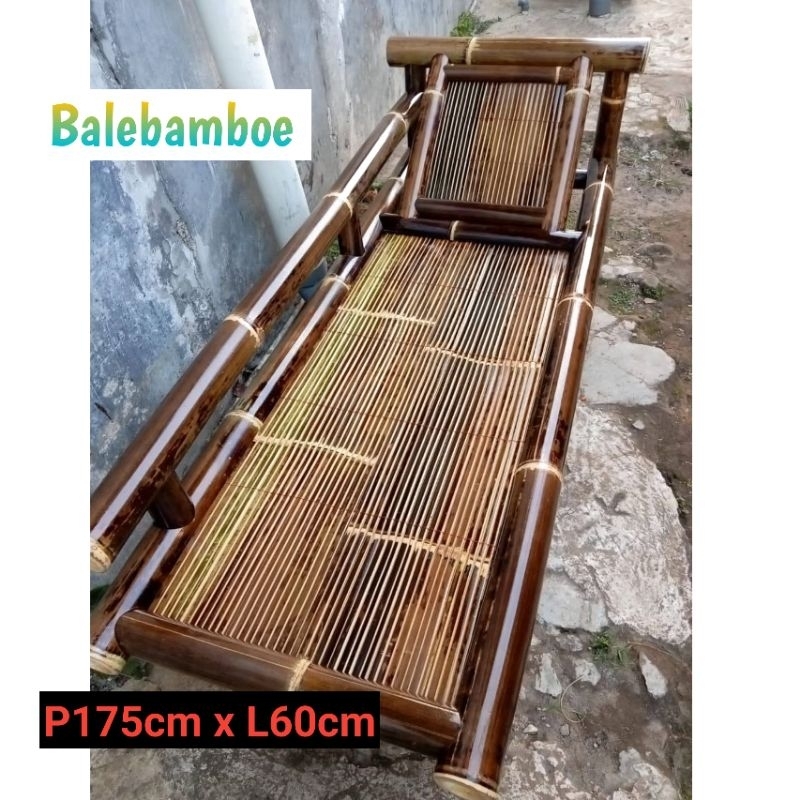 Kursi bambu hitam bangku bale santai bambu hitam 175cm x 60cm