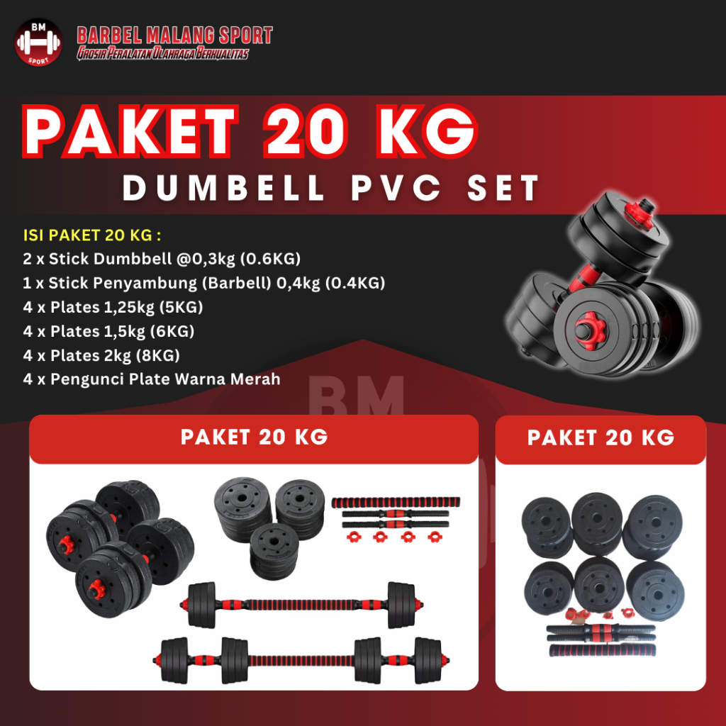 Dumbbell Barbell PVC Set 20 Kg