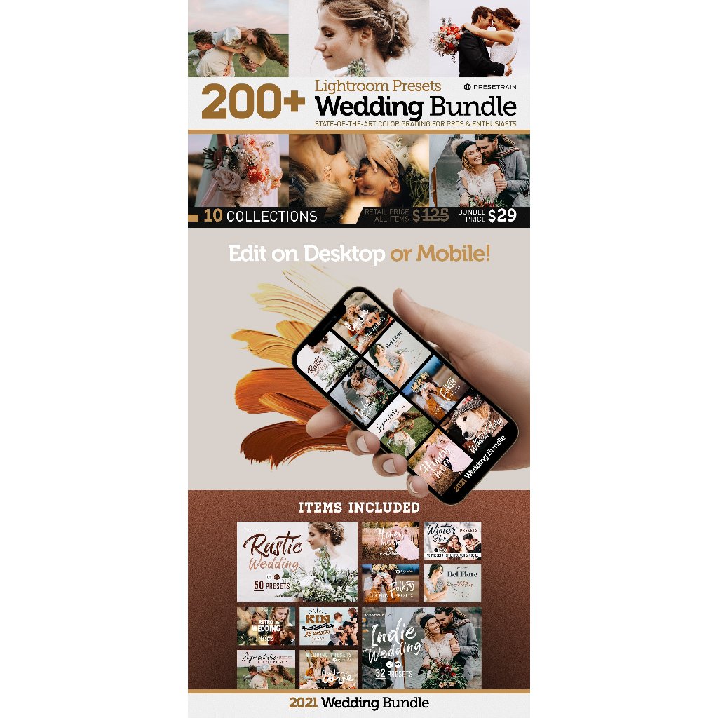 Lightroom Presets Wedding Bundle Isi 200+ Collection