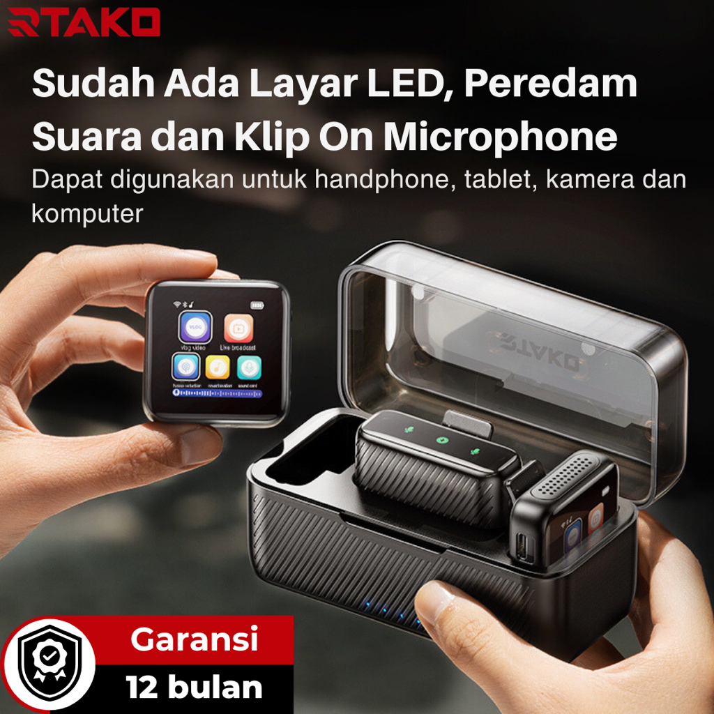RTAKO K9 Microphone Wireless Lavalier Clip On HP dan Kamera Plug & Use Microphone Wireless Bluetooth