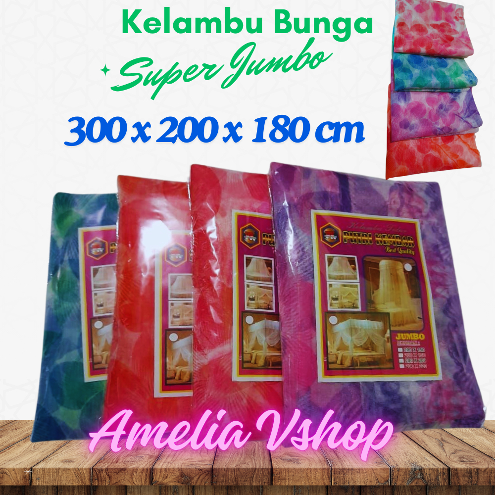 Kelambu Motif Mano Bunga Tipis Ukuran Super Jumbo 300x200x180 cm Anti Nyamuk