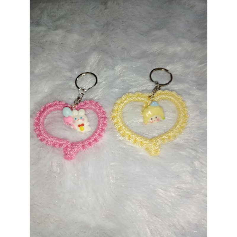 gantungan tas/kerajinan tangan dari tali kur bentuk love/gantungan kunci/souvenir mini