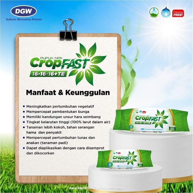Pupuk Daun Cropfast HIJAU NPK 16-16-16+TE - 500 Gram