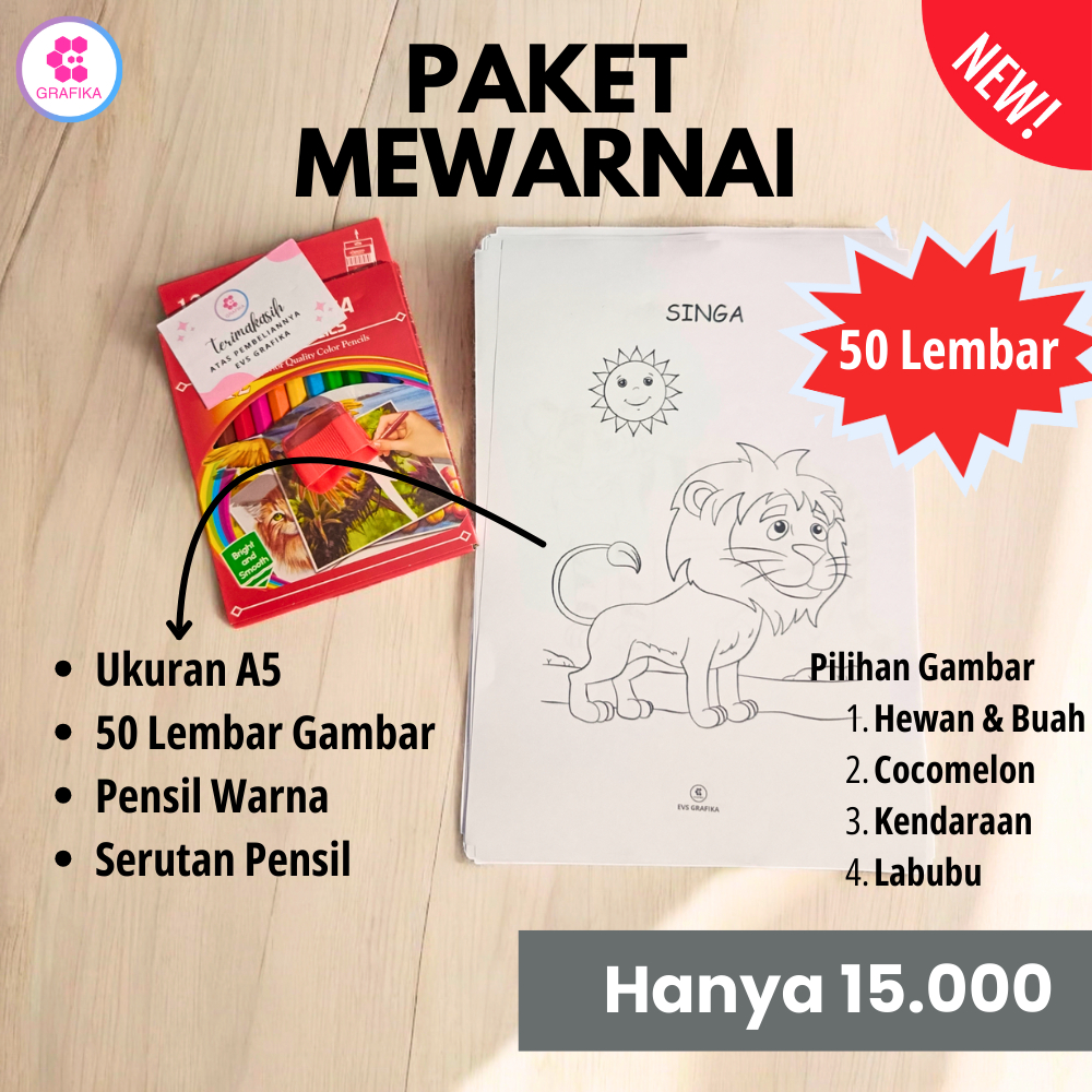 [PROMO] Paket Mewarnai Lengkap Untuk Anak Balita, TK, SD. Gambar Cocomelon, Labubu, Kendaraan, Hewan