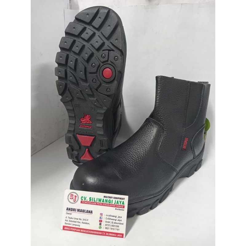 Sepatu Safety Slop Karet Tinggi Hitam OCTOPUS
