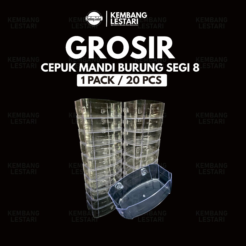 GROSIR CEPUK MANDI BURUNG SEGI 8 WADAH  BENING TEBAL UNTUK MURAI KACER LOVEBIRD