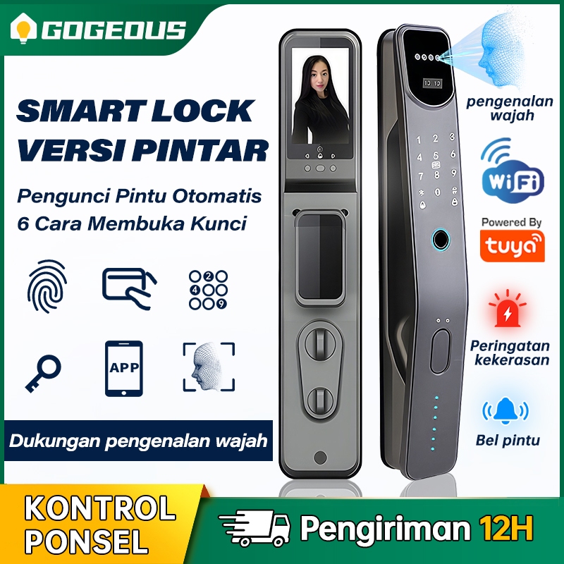 Kunci Pintu Digital Smart Door Lock Automatic Kunci Pintu Sidik Jari Rumah Tuya WiFi Dengan Kamera