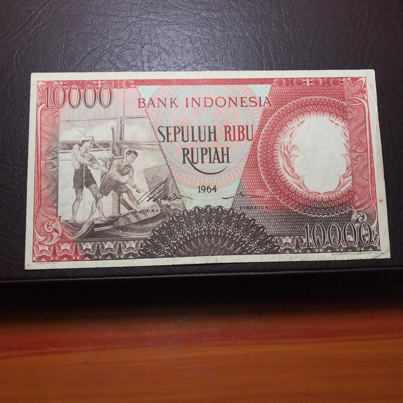 Uang Kuno Asli Rp. 10.000 Pekerja Merah Tahun 1964 Seri X