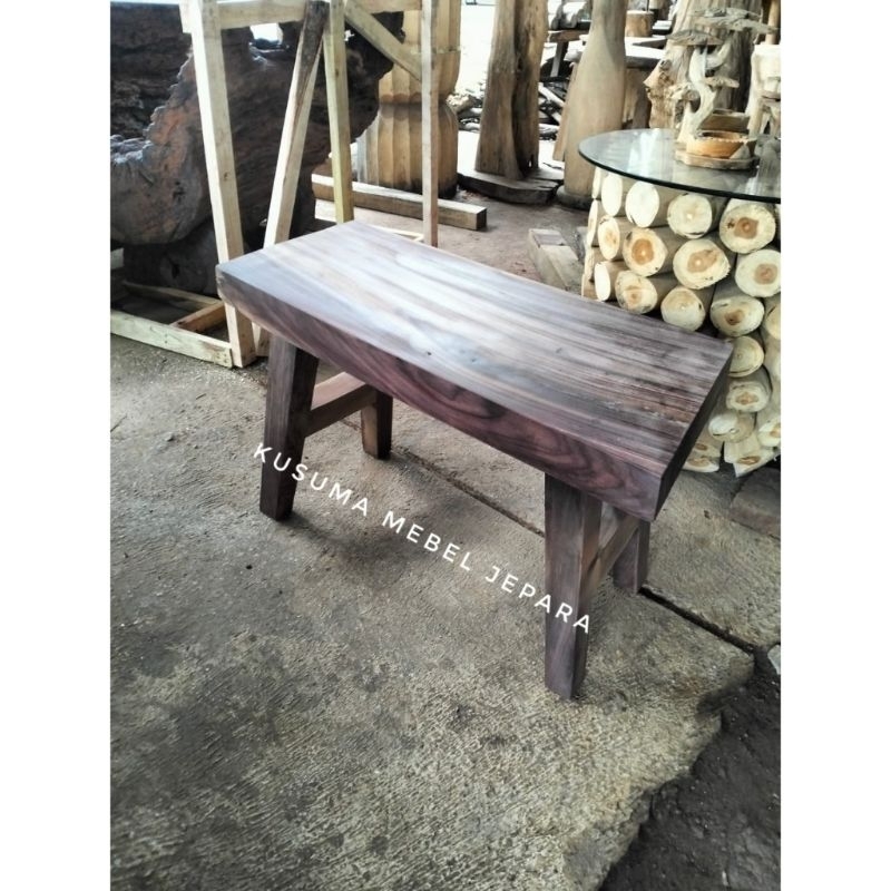 Kursi Santai Kayu Sonokeling Galih Full Hitam Tebal Top Kursi 6cm (Panjang 63cm Lebar 28cm Tinggi 40