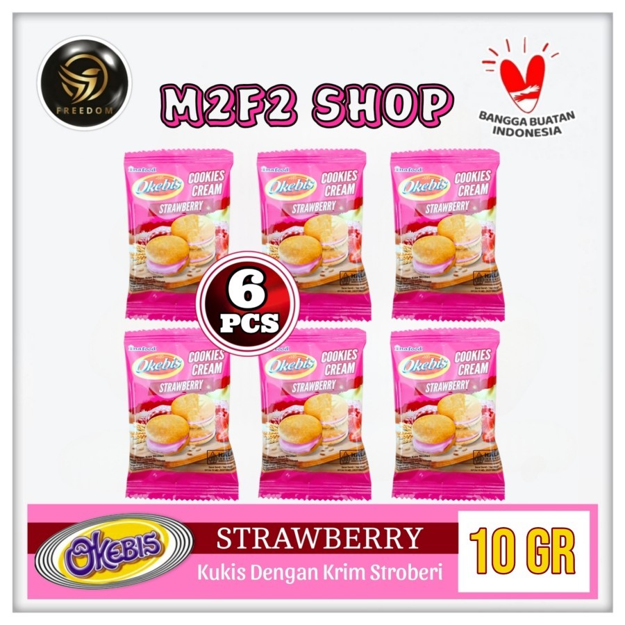 

Okebis Cookies Cream Strawberry | Kukis Krim Stroberi Sachet - 10 gr (Kemasan 6 Pcs)