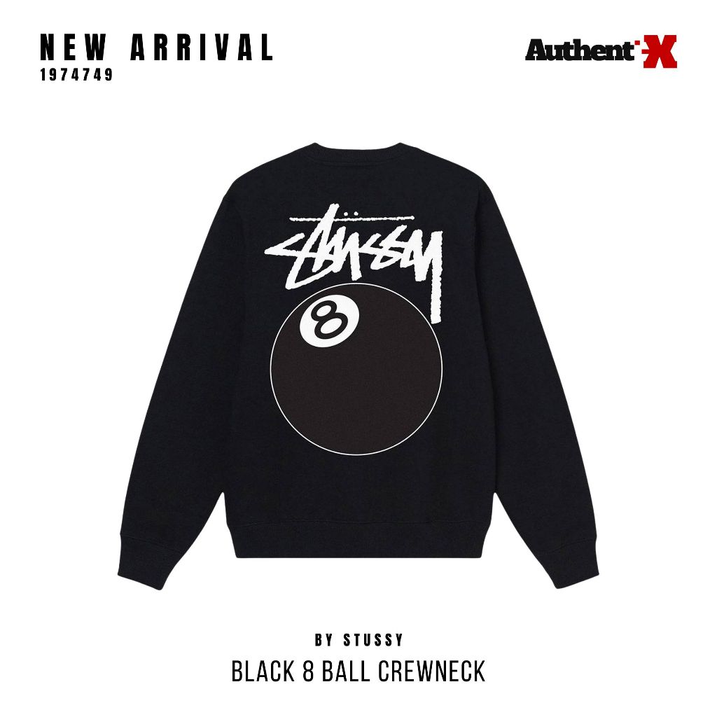 STUSSY 8 BALL CREWNECK - BLACK