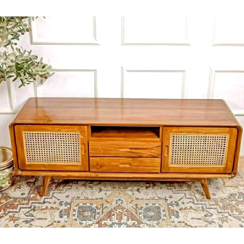 bufet tv rotan minimalis bufet retro rotan konsol tv rotan