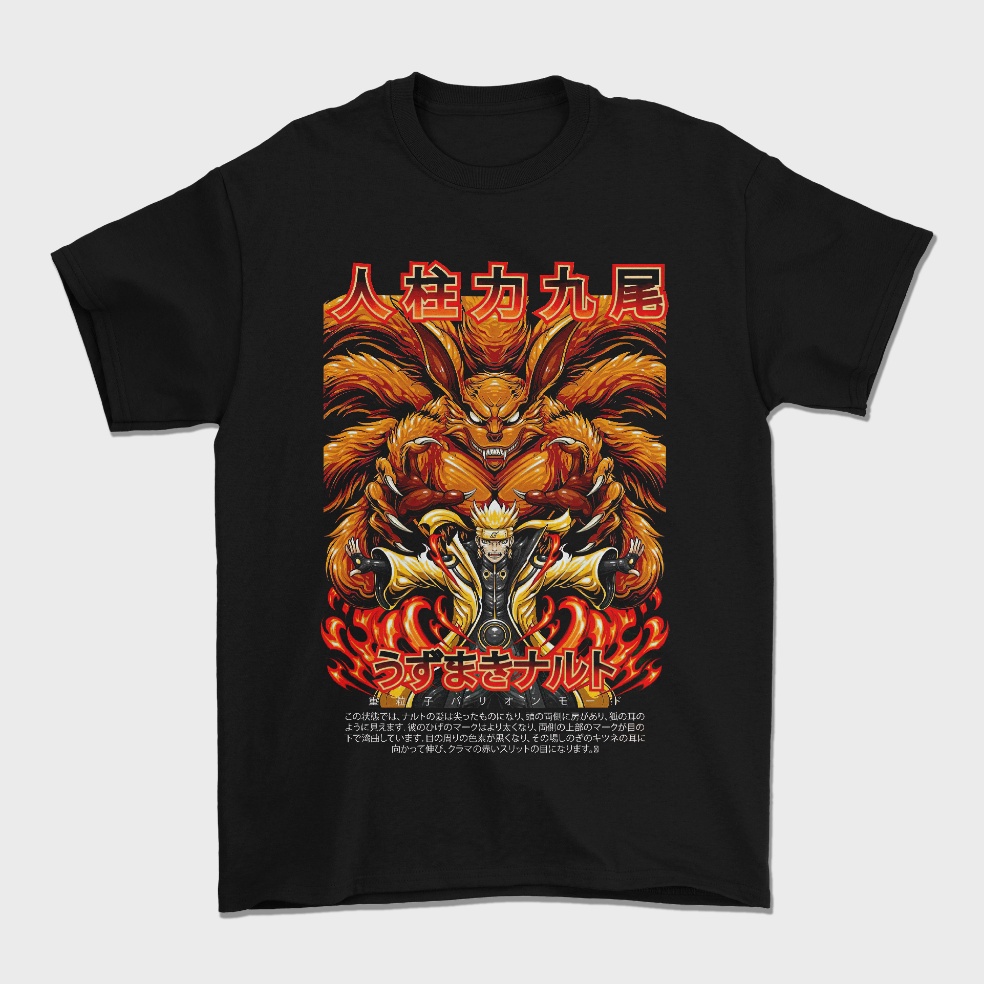 Baru Populer Riseupi Baju Kaos Pria Anime Naruto X Kurama Kaos Streetwear Anak Remaja Dewasa