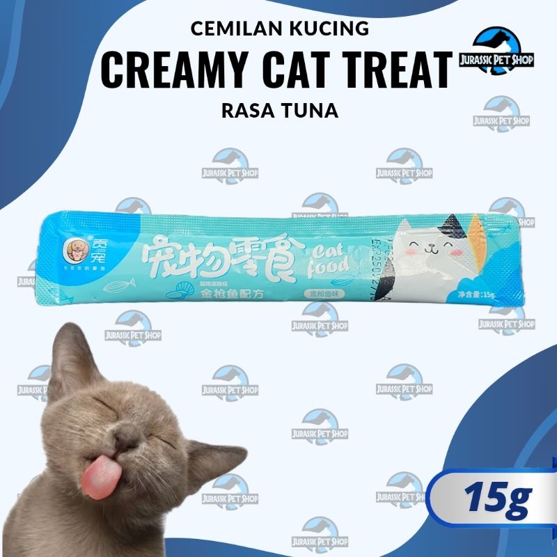 Creamy Cat Treats Rasa Tuna 15g (Biru) - Snack Kucing - Cemilan Anak Kucing Liquid Merek China
