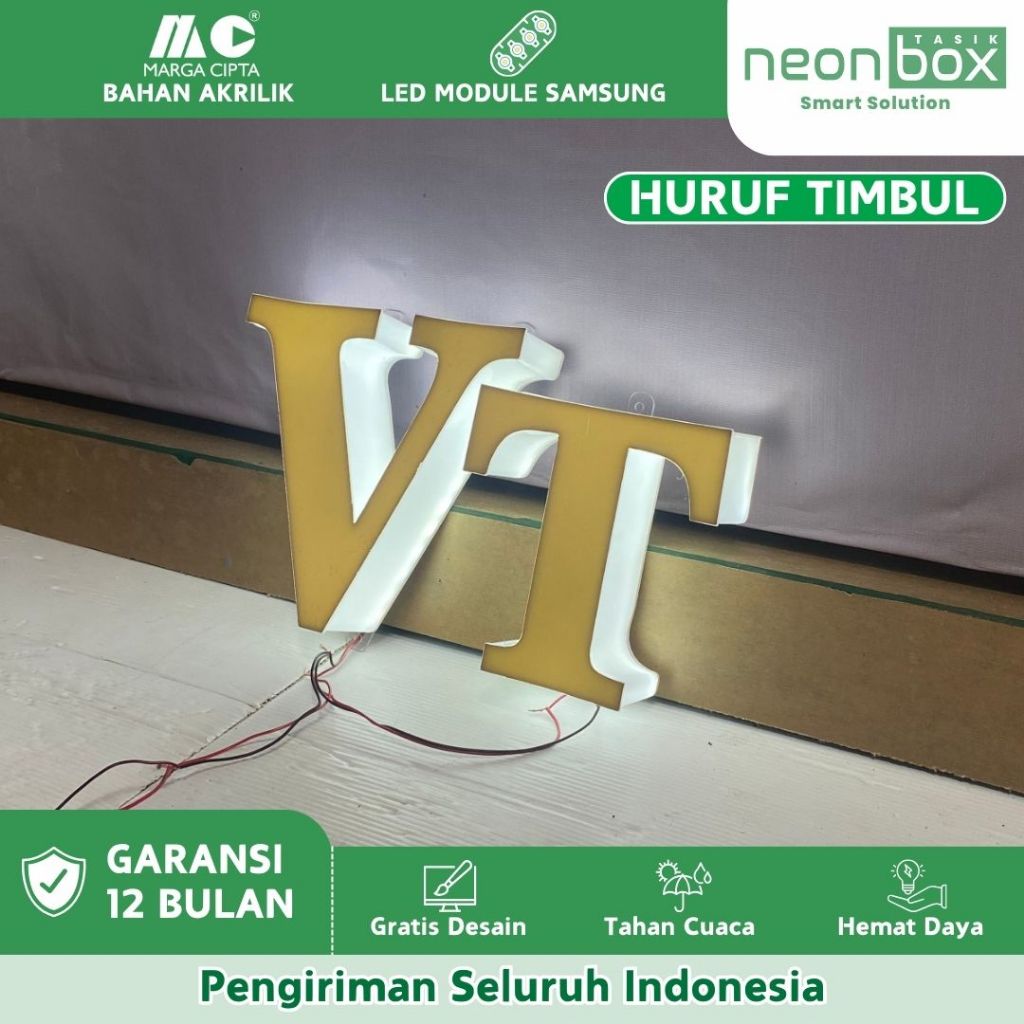 Huruf Timbul Ukuran Besar Letter Timbul Led Full Menyala Huruf Timbul Akrilik Outdoor Lampu Tahan Ai