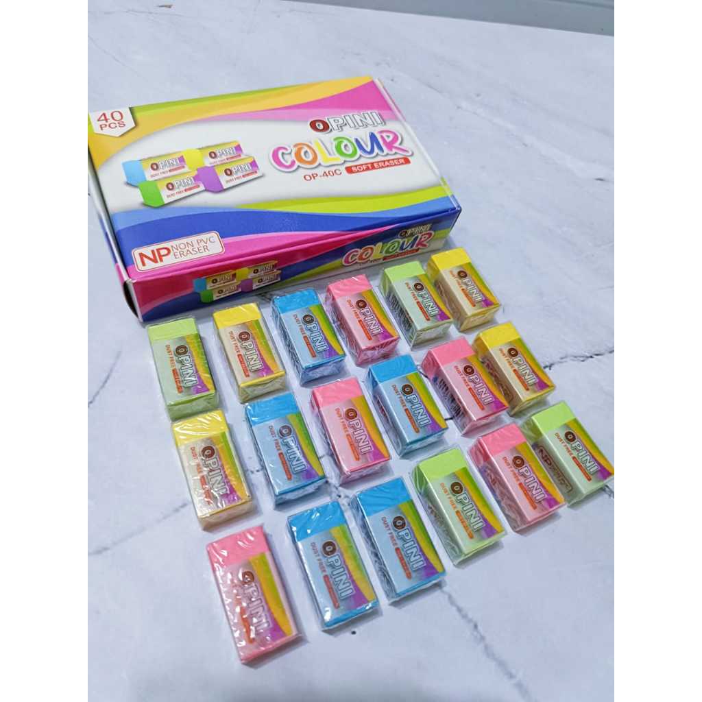 

1 PACK 40 PCS Penghapus Goztar Opini Kecil warna warni