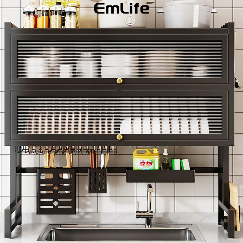 Bonexdo_Home 2 Susun Rak Piring Wastafel Dengan Kabinet Rak Wastafel Cuci Piring Rak Piring