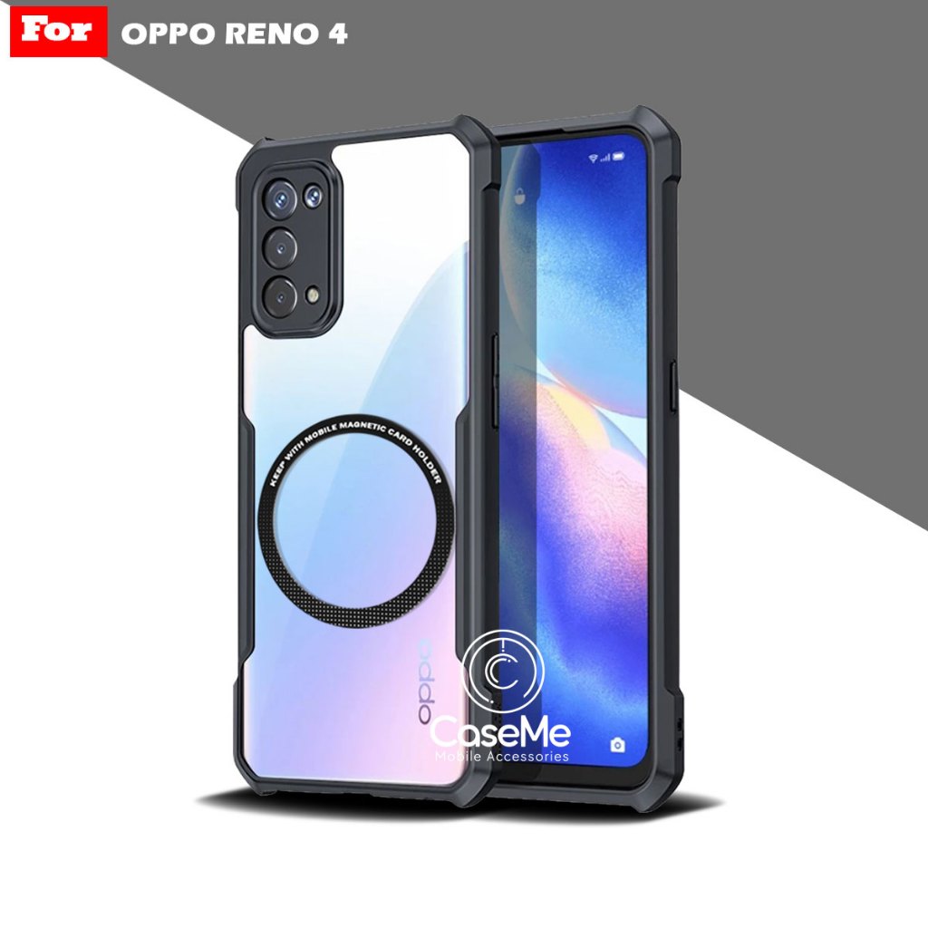 Case Oppo Reno 4 4F 5 5F Softcase Fushion Magnetic Ring Transparan Magsafe Casing Terbaru