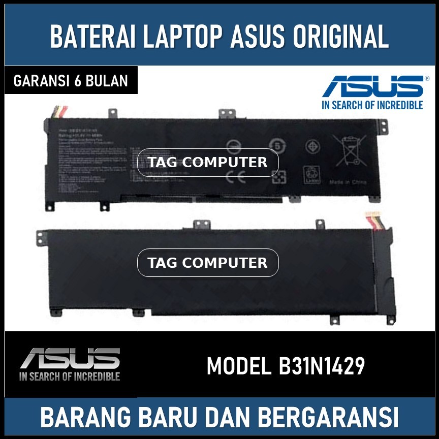 BATERAI ASUS A501 A501L K501LB K501LX K501UB K501UQ B31N1429 ORIGINAL