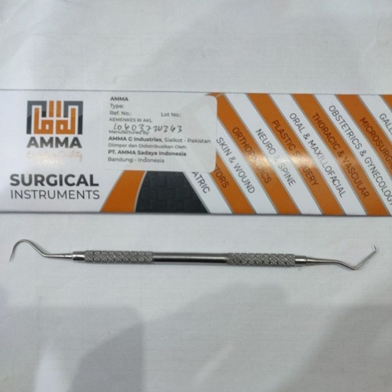Sonde Bengkok Dokter gigi / Dental sonde halfmoon Explorer 2 sisi Stainless steel Merc Amma AKL