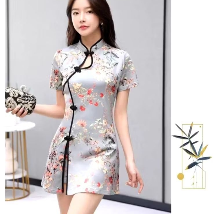 0530 SET2PCS Baju minidress set celana pendek hotpants CNY WENYA CHEONGSAM Imlek Chinese New Year wa