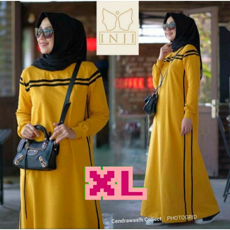 Gamis kaos combed ala inji fashion wanita dress ala inji