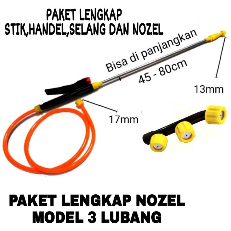 Paket lengkap Nosel sprayer elektrik lubang 3
