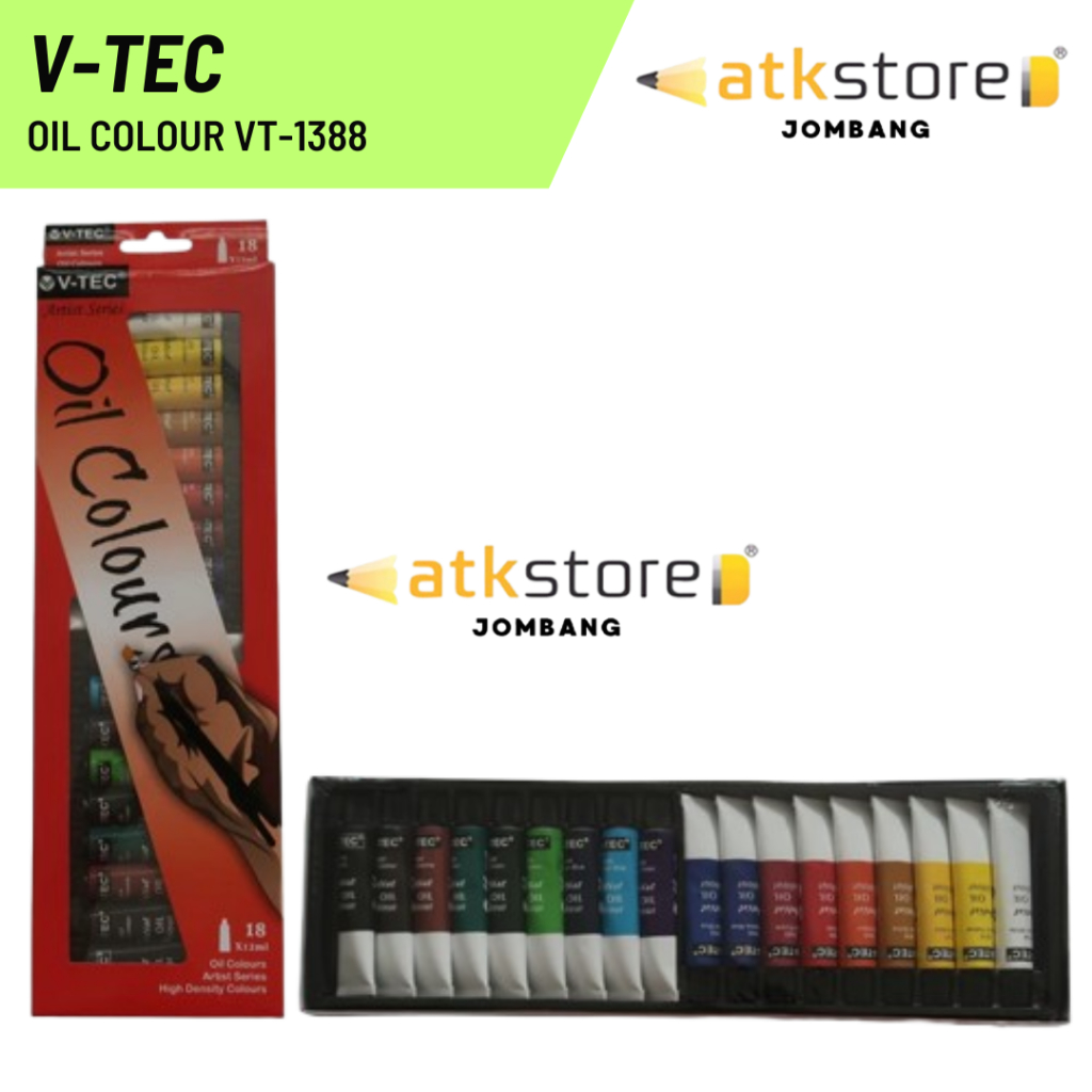 

V-TEC OIL COLOUR VT-1388 Oil Colour Artist Series Set 18 Warna Cat Lukis Minyak 18 x 12 ml VT-1338