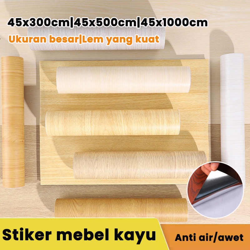 【COD】stiker serat kayu walpaper lantai stiker almari kayu wallpaper meja kayu anti air
