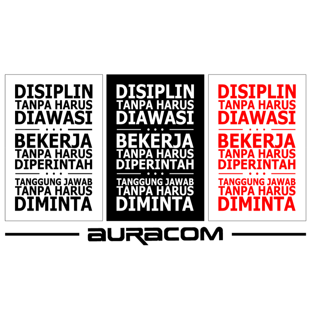 PAPAN HIASAN DINDING DISIPLIN BEKERJA BAHAN AKRILIK  ( E1 )