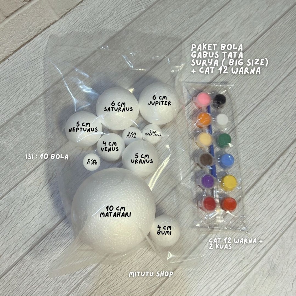 

paket tata surya bola gabus ( ukuran besar ) + cat warna