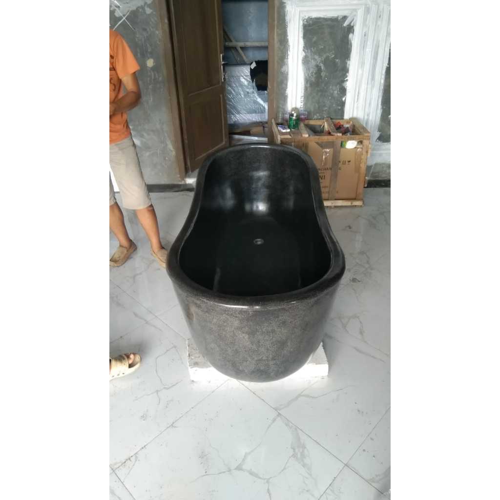 Bathup Terazzo Warna Hitam Motif Marmer Bathub Dewasa Portable 170x70x60