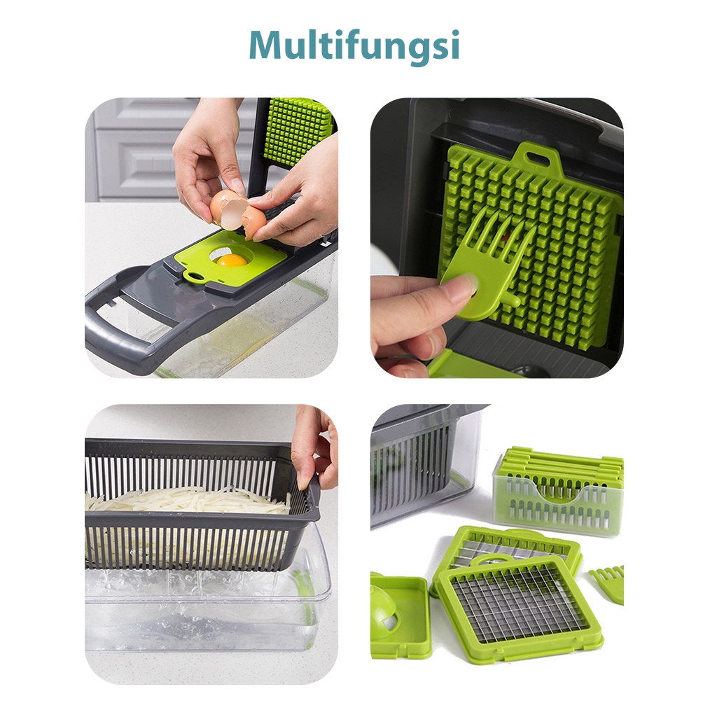 Columbia Parutan/Parutan Keju/Alat Pengiris Bawang Merah/Parutan Serbaguna /16-In-1Dengan Wadah