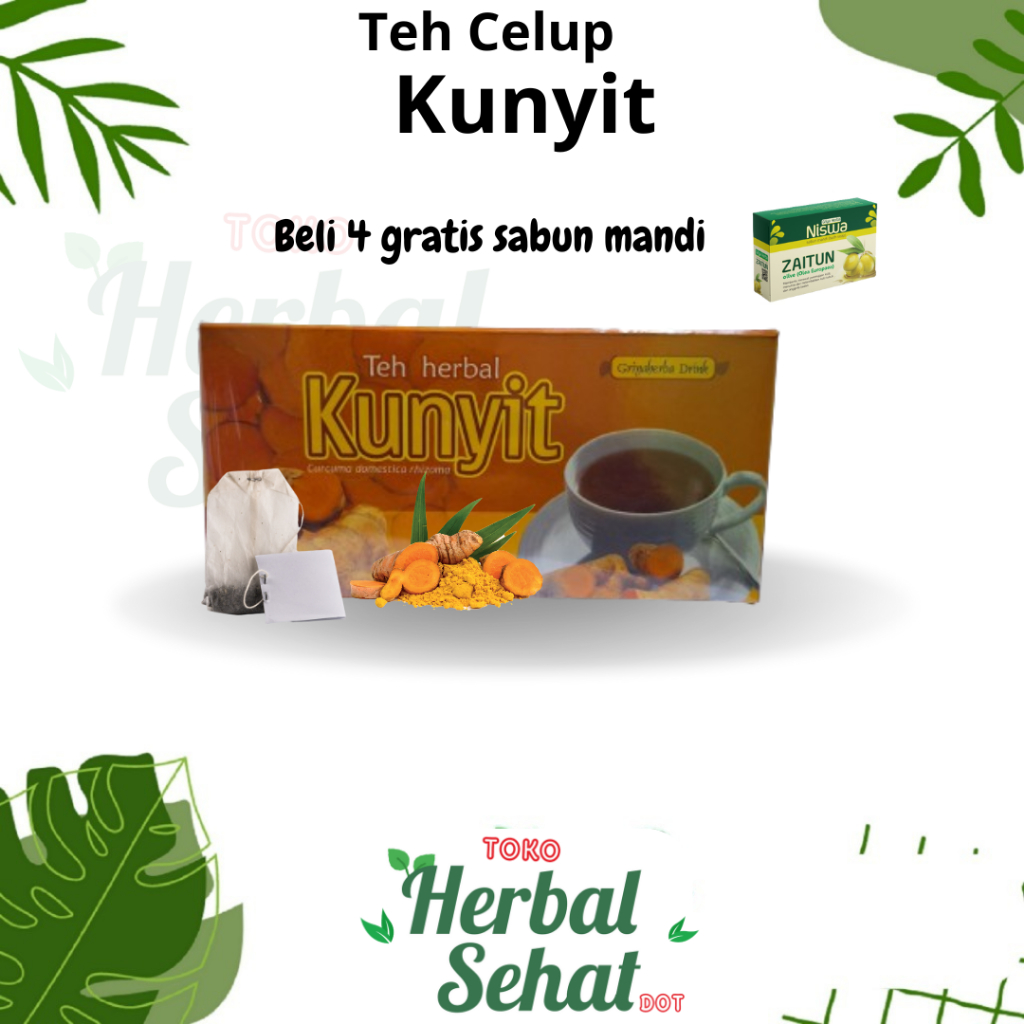 

Teh herbal kunyit griya herba isi 20 kantong teh celup membantu meredakan maag dan asam lambung halal