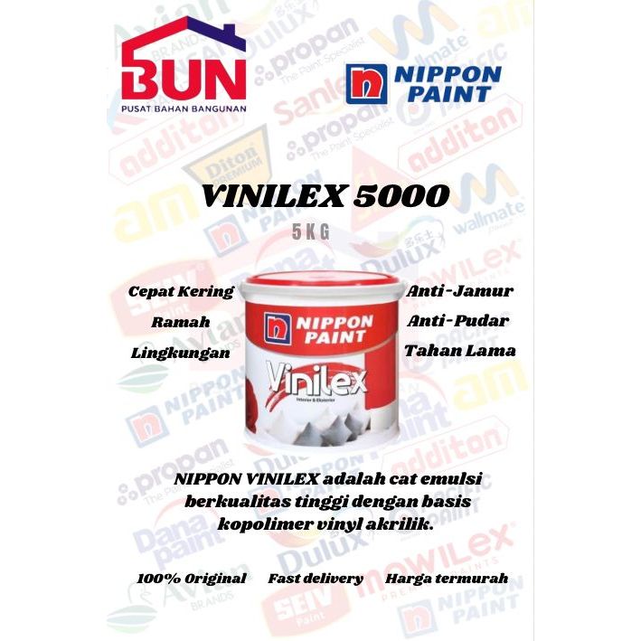 VINILEX 4.5KG CAT TEMBOK NIPPON PAINT  // VINILEX 5000 VINILEX KEMBANG WARNA BLUE WHITE (S)