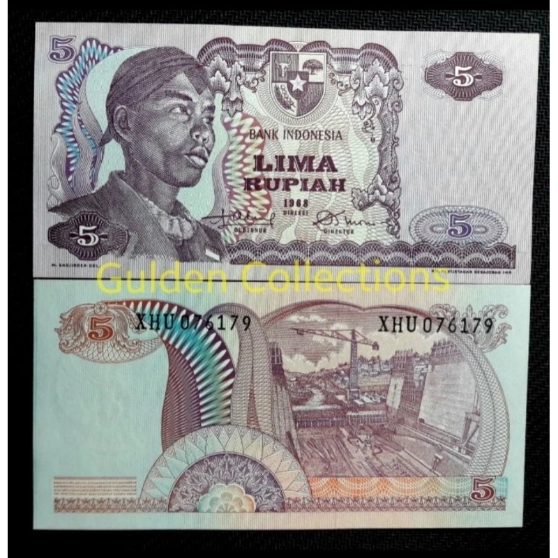 5 rupiah sudirman 1968 UNC
