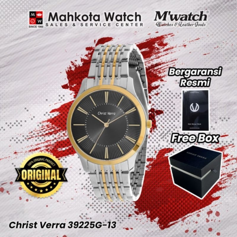 CHRIST VERRA 39225G-13 BLK JAM TANGAN PRIA ORIGINAL