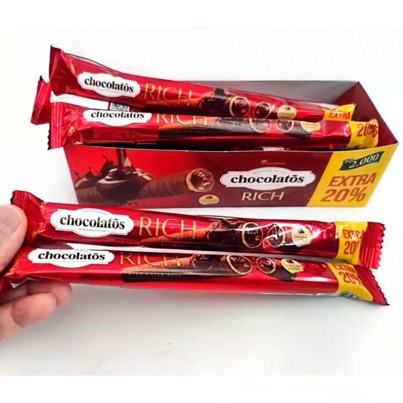 

CHOCOLATOS RICH COATED WAFER ROLL DUS ISI 12PCS COKLAT MAKANAN RINGAN CEMILAN ANAK GARUDA FOOD WDMART