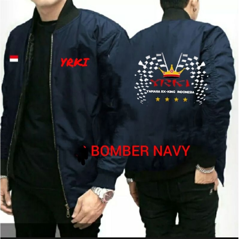 jaket bomber YRKI YAMHA RX-KING bisa dipakai bulak balik pria wanita ready size ukuran besar jumbo j