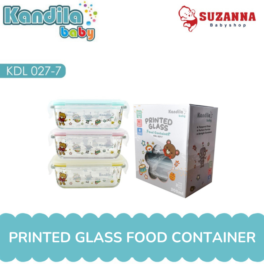 Kandila KDL 027-7 Baby Printed Glass Food Container