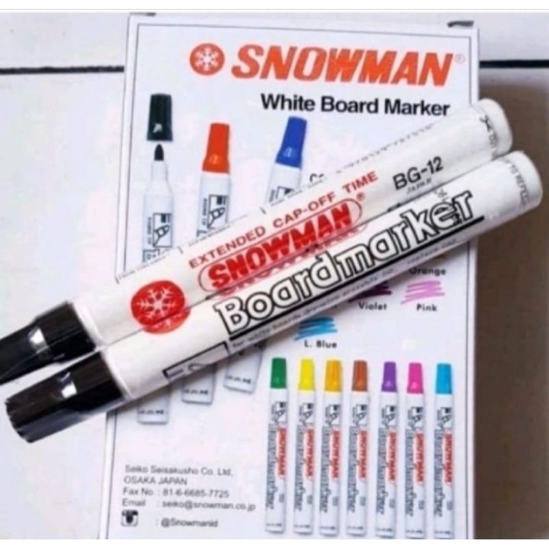 

Spidol snowman boardmarker hitam warna hitam spidol papan tulis bisa dihapus white board isi 12pcs/box bg-12 BG-12