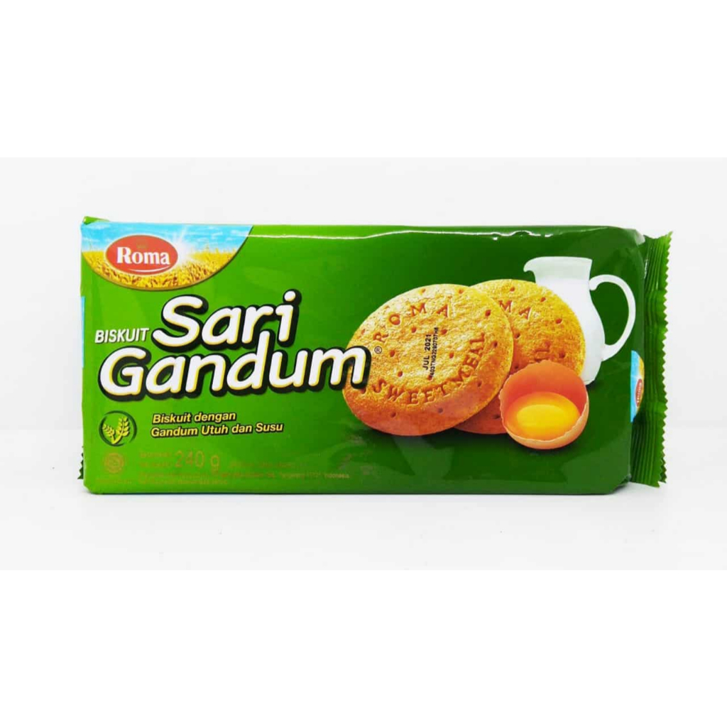 

BISKUIT ROMA SARI GANDUM DENGAN GANDUM PI;HAN DAN SUSU RASANYA RENYAH DAN NIKMAT SNACK BERGIZI BER MANFAAT