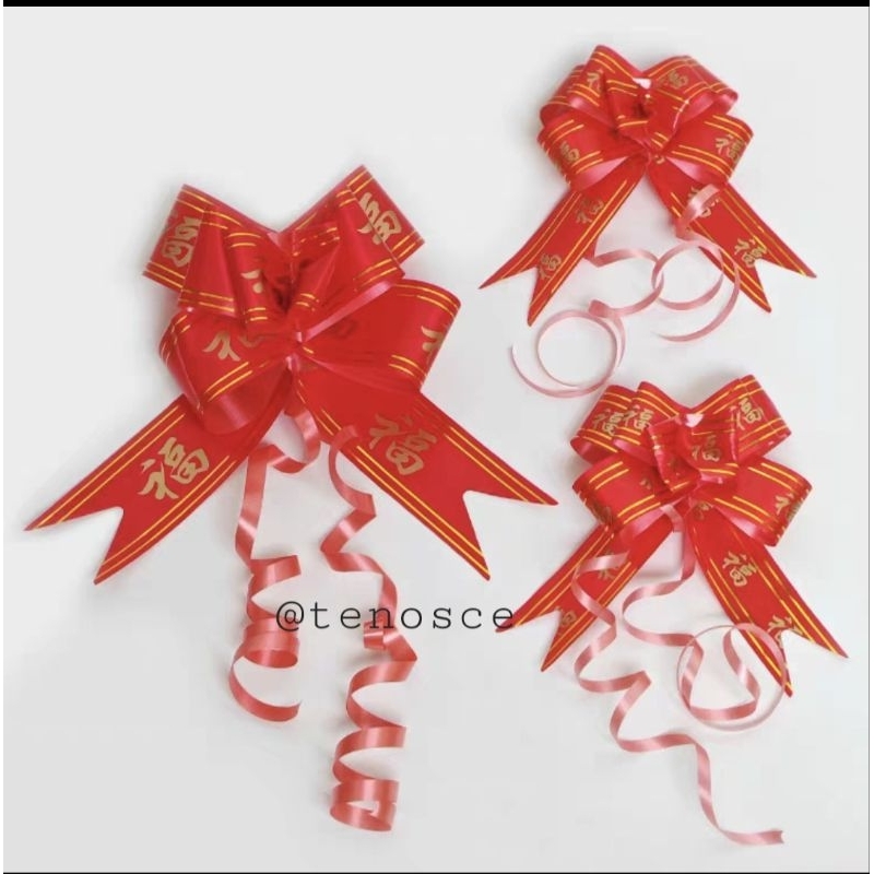 

10pcs Pita Serut Fu Dekorasi Hampers Parcel Imlek Konien Sincia Hok Pita Jadi Kado Hadiah Medium Large Jumbo