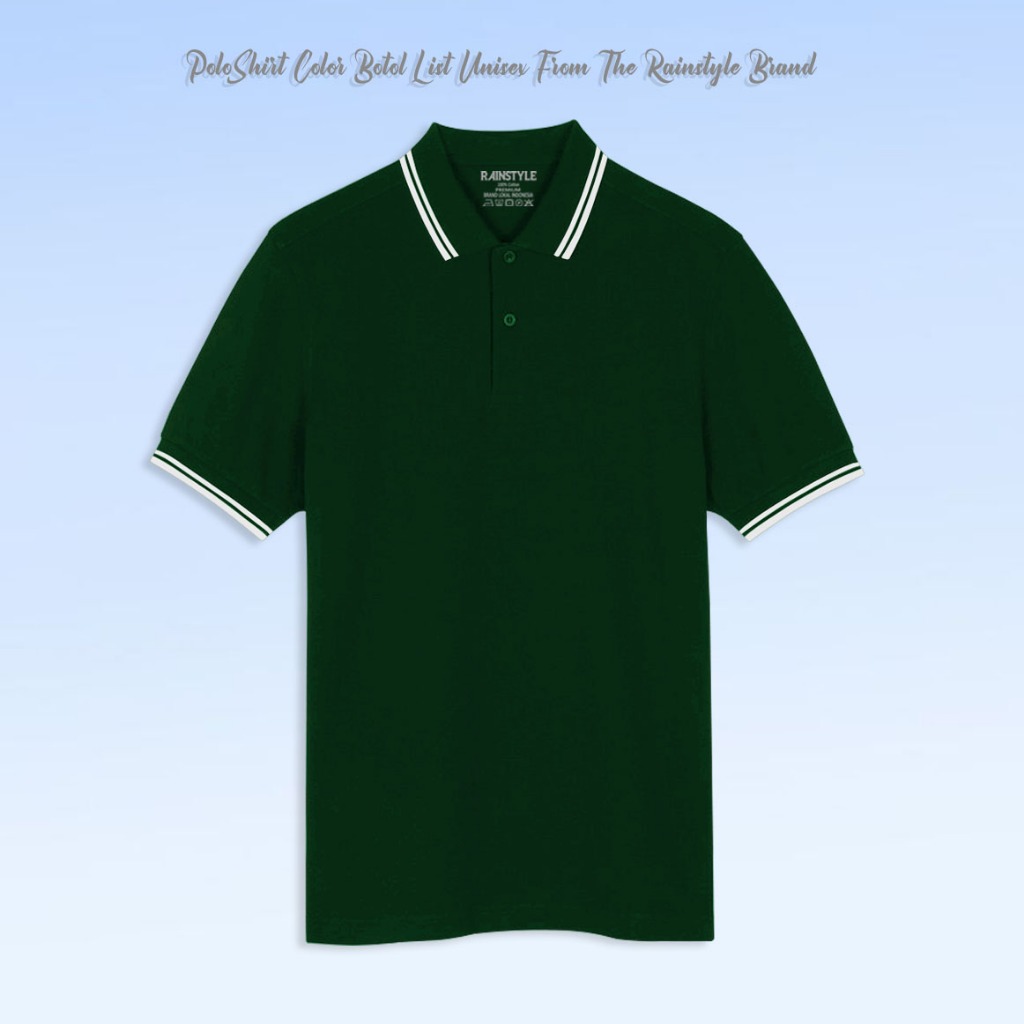 Rainstyle - Polo Shirt Polos Garis List Putih Polo T-Shirt Kerah Keren Pria Wanita 05