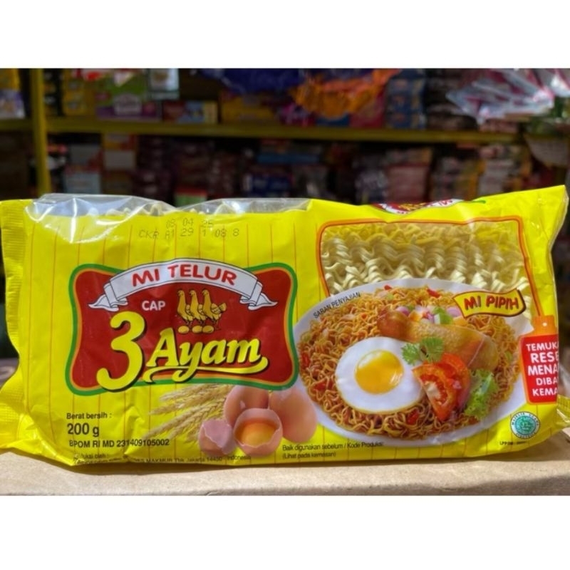 

MIE TELUR 3 CAP AYAM 200GR (ISI 1 PCS)