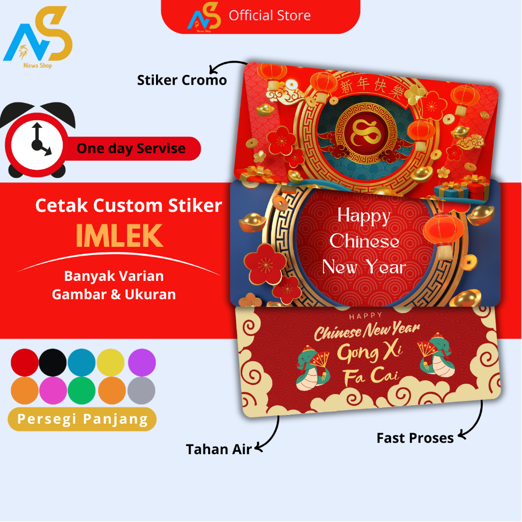 

PER PCS - Stiker Persegi Panjang Imlek - Stiker Imlek Custom - Sticker Toples - Stiker Kemasan Parcel - Sticker Hampers - Stiker Imlek 4 Ukuran - Premium Kuality