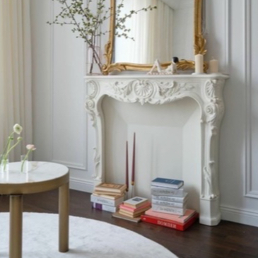 Fireplace Carving Decor, Meja Perapian Ukir, Decor Classic Studio