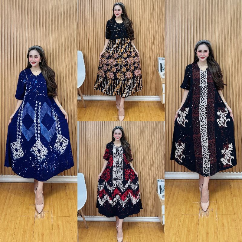 Promo - Daster terbaru Baju Tidur Batik Wanita Lengan Pendek || Daster kekinian bahan Twill Rayon Su